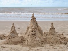 sand castle with ocean behind, and cursive JTL watermark in lower right corner